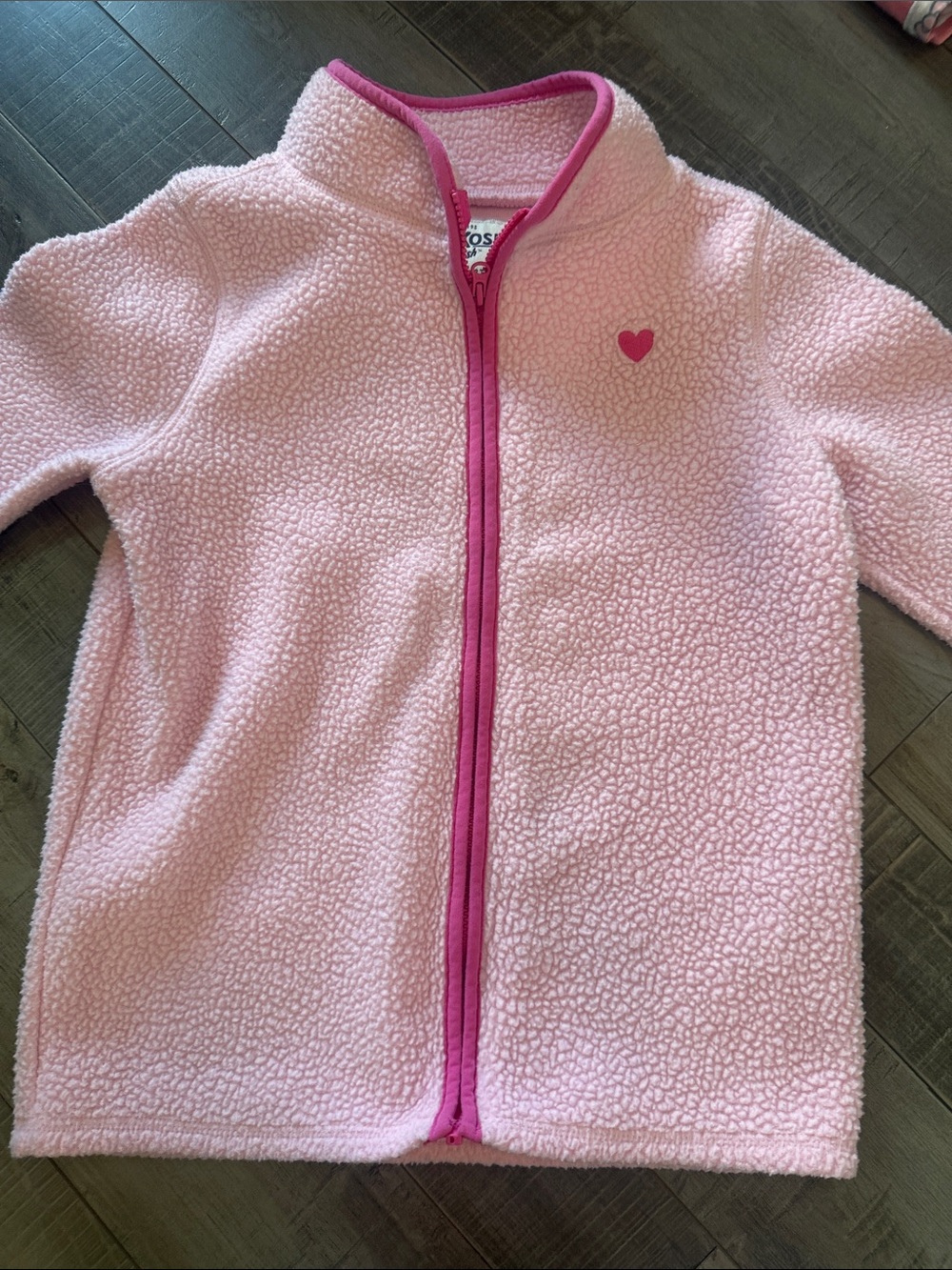 OshKosh B'gosh Pink Sherpa Zip Hoodie with Heart Trim
